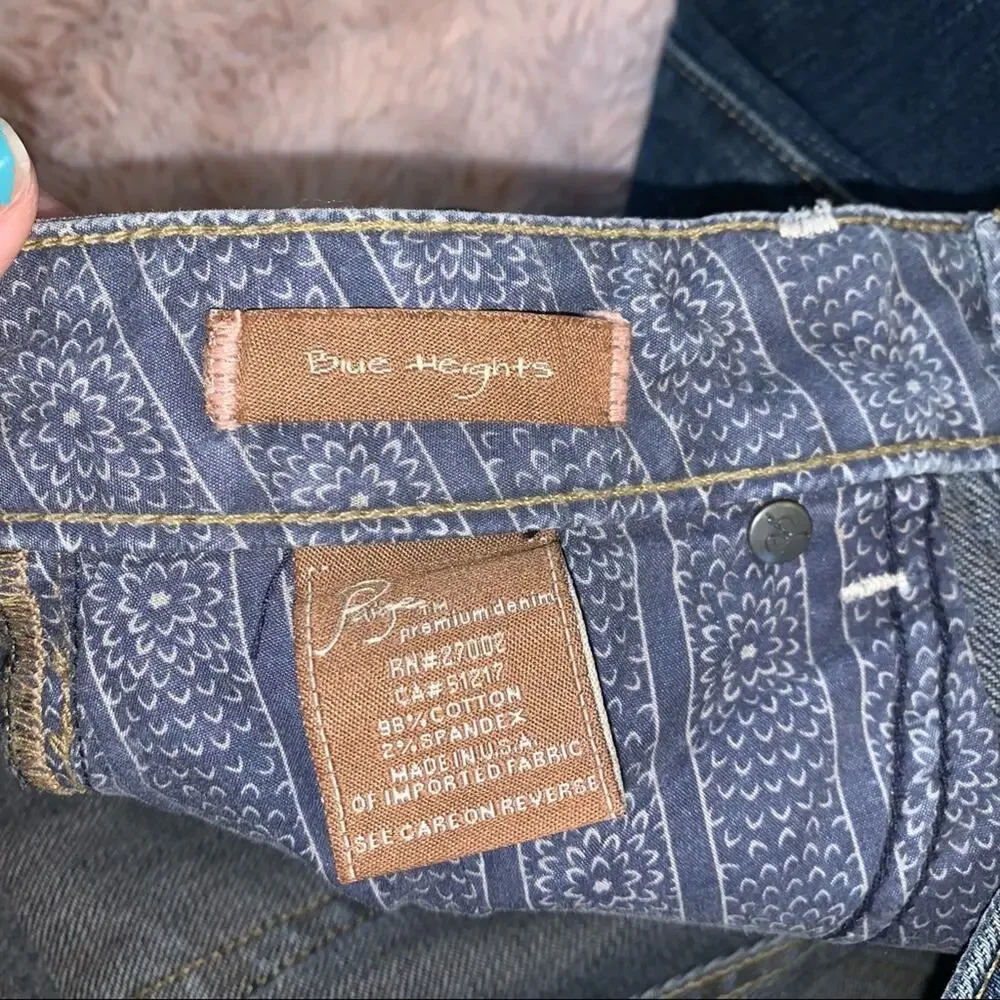 Paige Premium Denim Embroidered Blue Heights Straight Leg Jeans Size: 28